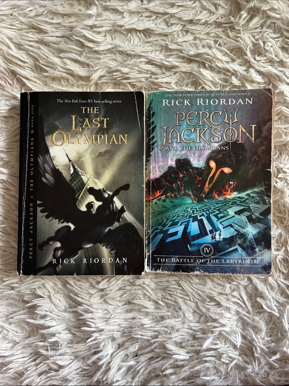 Rick Riordan Percy Jackson Paperback Bundle - Black & Teal Covers, book 4 & 5